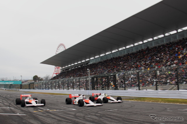 ストレートを走る3台の歴代マクラーレン・ホンダ