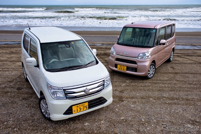 スズキ ワゴンR(左)とダイハツ タント(右)