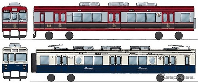 新たに導入される6000系(上)と、「丸窓ラッピング」が施される1000系1004号編成(下)。3月28日に両車の出発式が行われるほか、6000系の一般公開イベントも開催される。