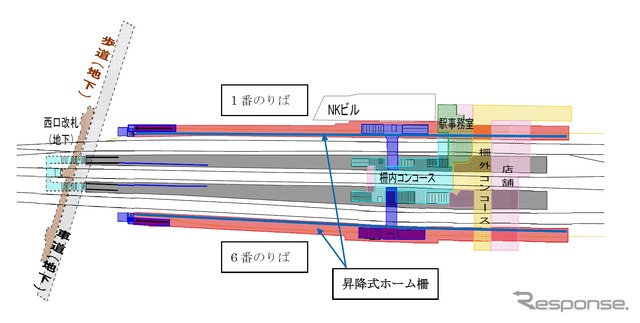 六甲道駅での試用結果を受け、高槻駅にも昇降式ホーム柵を導入する。2016年春から新快速列車用の新設ホーム2面で使用を開始する。