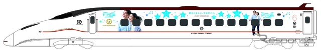 7月から運行を開始する「SPECIALドリカム新幹線」。800系の車体にドリカムの二人などをデザインする。
