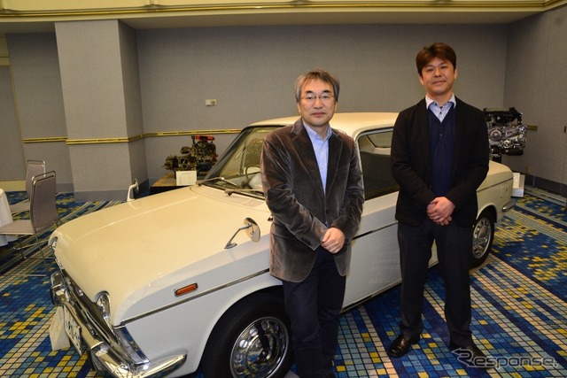 スバル技術本部車両研究実験第一部長(兼)スバル研究実験センターセンター長である藤貫哲郎氏(左)と荒井英樹氏(右)