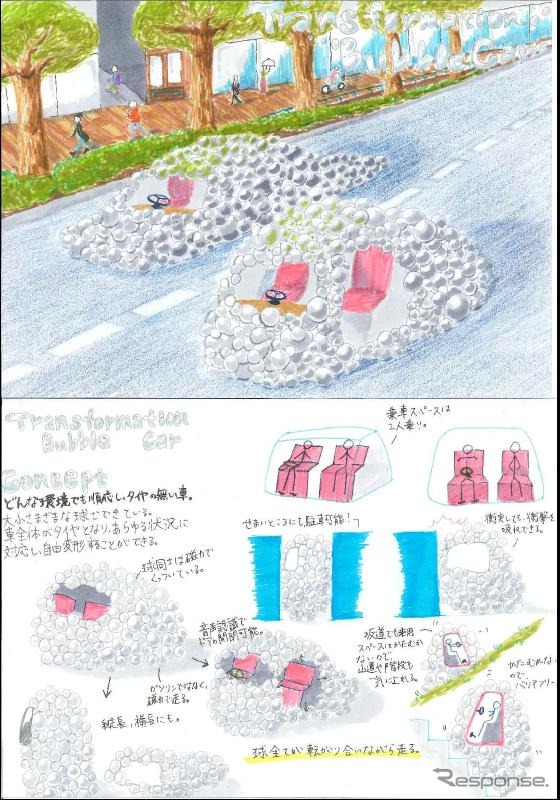 審査員特別賞(中学生の部):「Transformation Bubble Car」 谷口 結香さん 女子美術大学附属中学校 3年