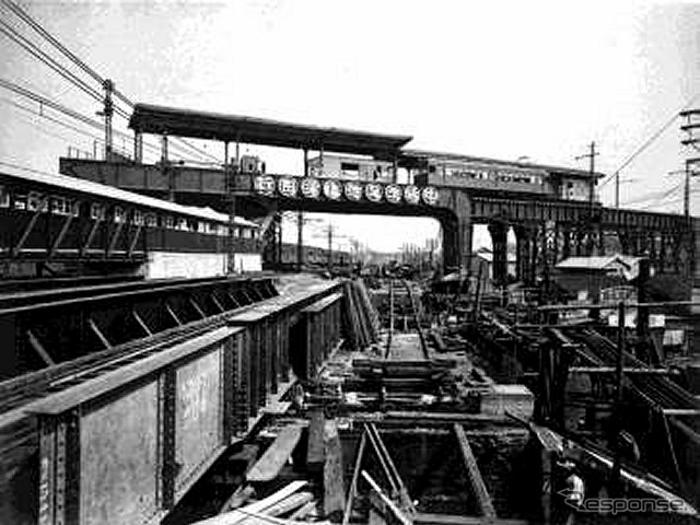 1928年に五反田駅が開業した当時のトレッスル橋。