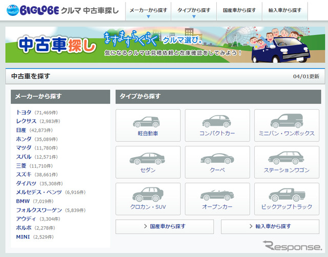 BIGLOBEクルマ 中古車検索（PC版）