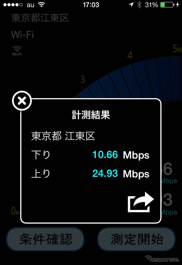 東京・お台場での速度