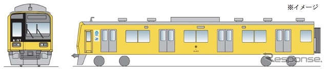 4月18日から運行を始める「黄色い6000系」のイメージ。初日は池袋14時15分発の快速急行所沢行き臨時列車として運行される。
