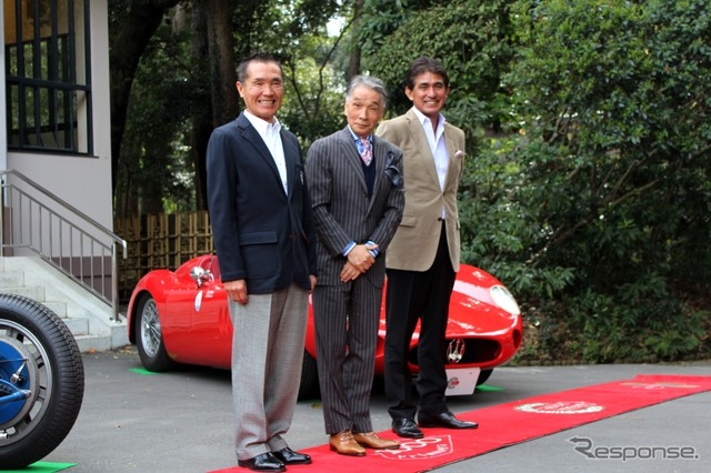 応援に駆け付けた篠塚健次郎氏(左)、堺正章氏(中央)、鈴木亜久里氏(右)