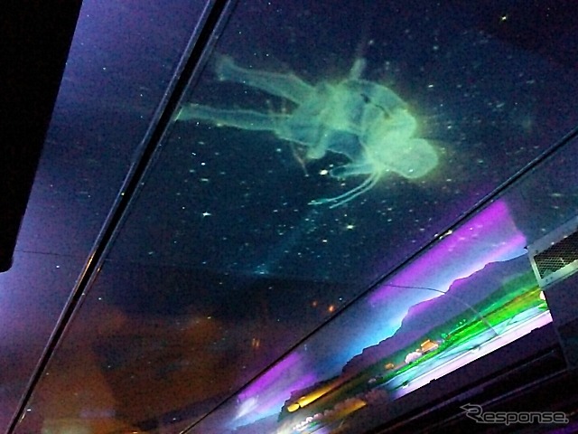 「ゆめぞら」はトンネル走行時、車内天井に星座などを映し出す映像装置を搭載している。