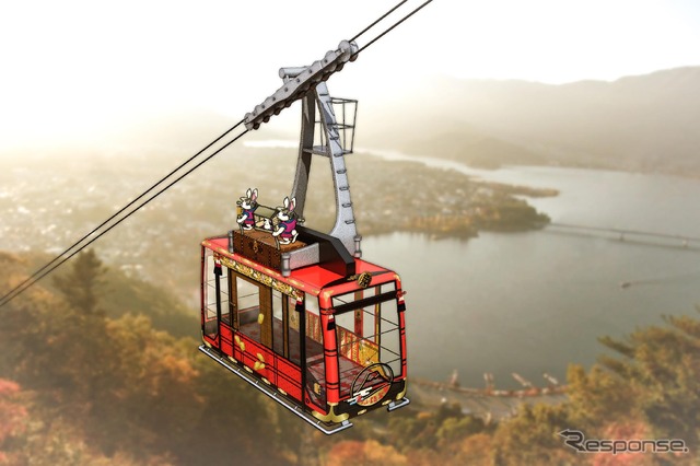 4月29日から運行を開始するカチカチ山ロープウェイの新型ゴンドラ（1号ゴンドラ）のイメージ。ガラス面を増やして眺望性を高めた。