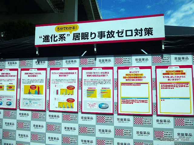 5月5日、首都高・大黒パーキングエリア(横浜市)で行なわれた社会実験イベント「カフェイン+短時間(10~20分)仮眠で、居眠り事故打破!」