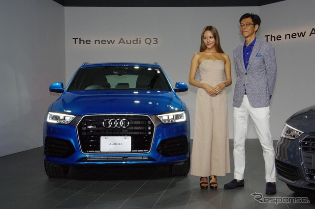 道端ジェシカさんと、アウディジャパン大喜多寛社長(アウディ Q3/A1 改良新型 発表会)