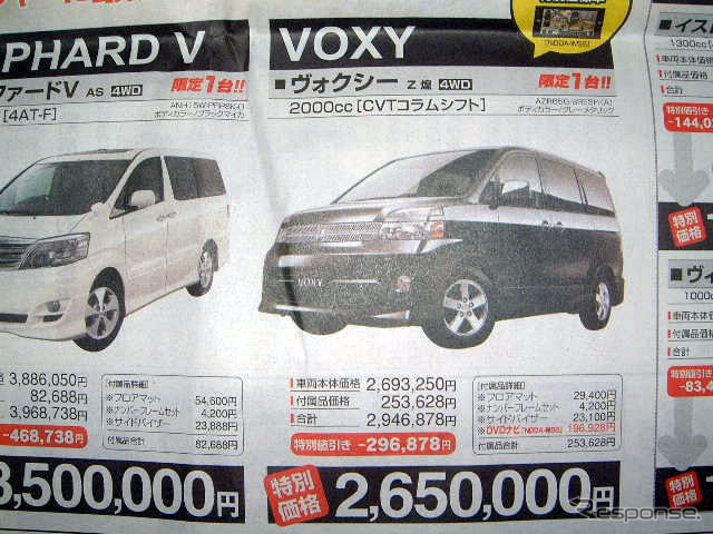 【新車値引き情報】ウィッシュ 以下、トヨタ車がこの値引き