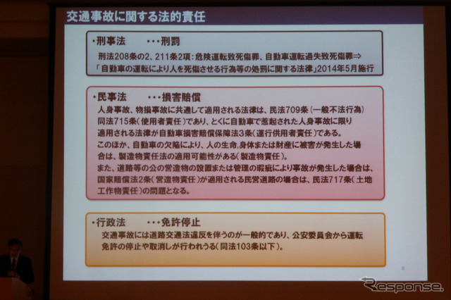 明治大学法科大学院 教授 中山幸二氏「自動運転に向けた法的課題と法的責任」