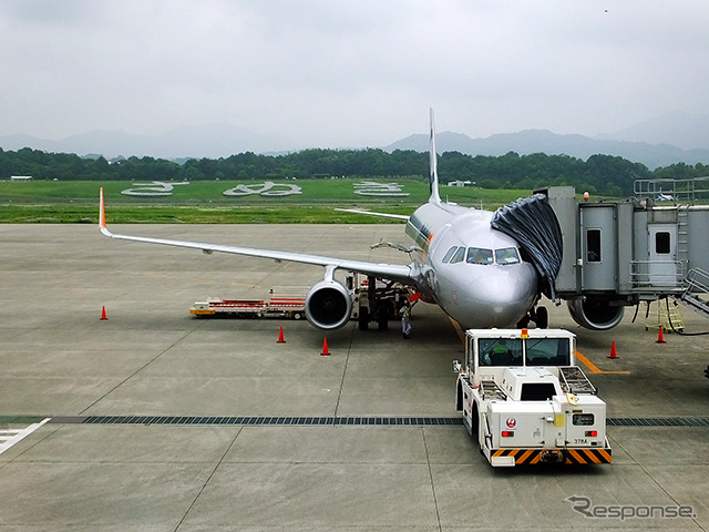 高松空港(TAK)で出発準備中のジェットスター・ジャパンA320-200型機