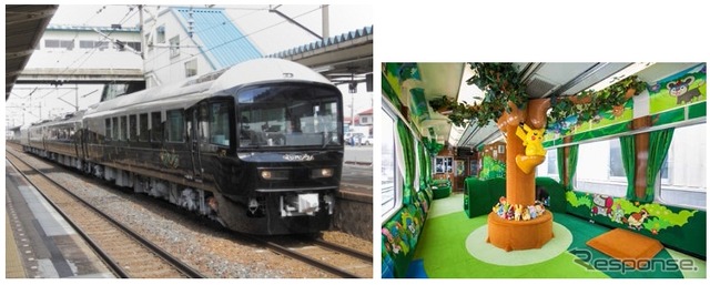 JR東日本は青森車両センターの公開イベントを7月4日に実施。「POKEMON with YOUトレイン」(右)などさまざまな車両が展示され、一部の車両は車内見学もできる。485系「ジパング」(左)を使った回送列車の体験乗車も行われる予定。