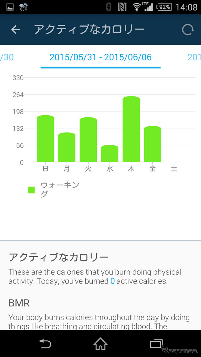 パソコン版のGARMINコネクトよりシンプルなグラフになっている。