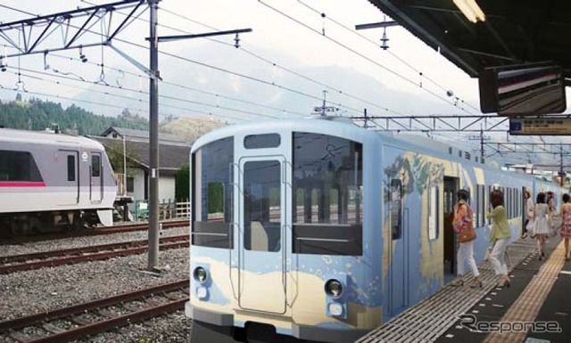 「観光電車」(右)の検討イメージ。2016年春以降の運行開始を予定している。
