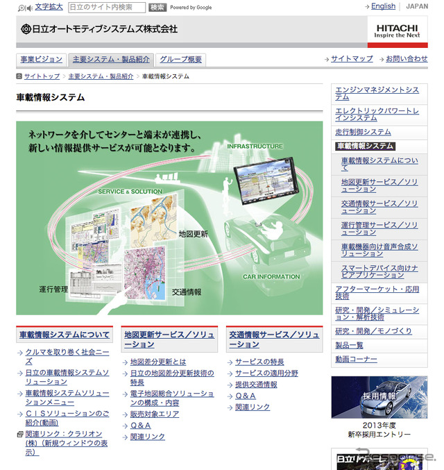 日立オートモーティブシステムズの車載情報システム事業(参考画像)