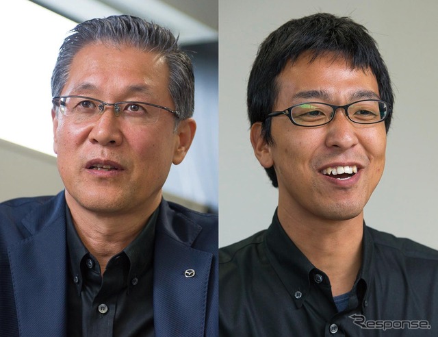 パワートレイン開発本部副部長の仁井内進氏と、同本部走行・環境性能開発部の兼為(かねい)正義氏