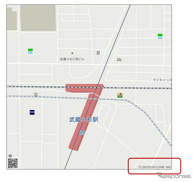 地図画像の出力イメージ 右下に許諾番号が入る