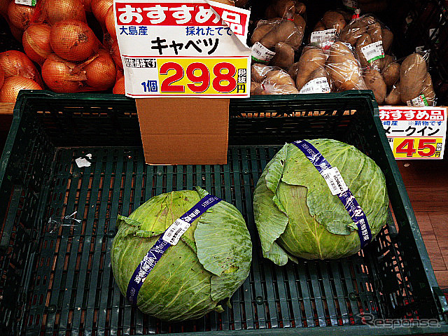 大島産の食材を見て歩くのも楽しい(東京都大島町)