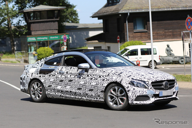 メルセデスベンツ Cクラスクーペ テスト車両 スクープ写真