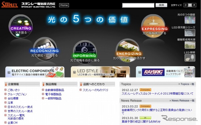 スタンレー電気（webサイト）