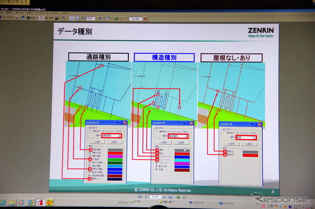 通路種別・構造種別・屋根の有無などのネットワークデータも整備