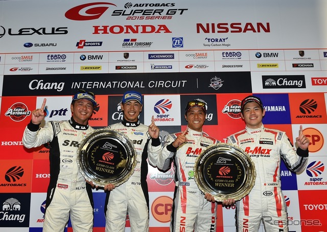 2015年SUPER GT第3戦タイのGT500、GT300各クラスのウイナーたち。