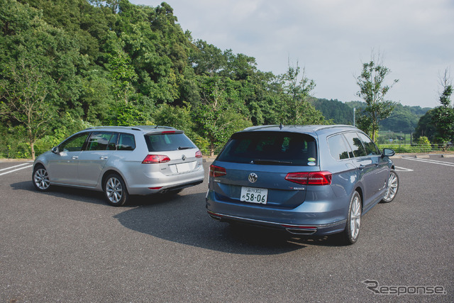 VW パサートヴァリアント(右)と ゴルフ ヴァリアント(左)