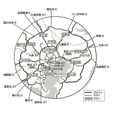 首都圏高速道路の路線図