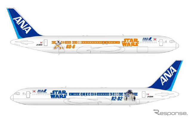 国内線に就航する「STAR WARS ANA JET」（ボ－イング767-300 型機）