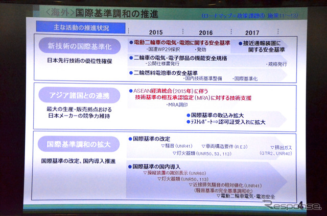 自工会二輪車特別委員会 渡部克明 副委員長(ヤマハ)。8月19日都内、二輪4社合同記者会見にて。