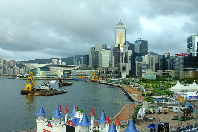 香港の観覧車(The Hong Kong Observation wheel)から金鐘(アドミラルティ)エリアを眺める