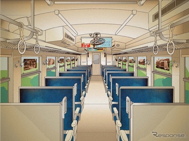 「ノスタルジー」の車内イメージ。国鉄時代の普通車の標準的な内装を再現する。