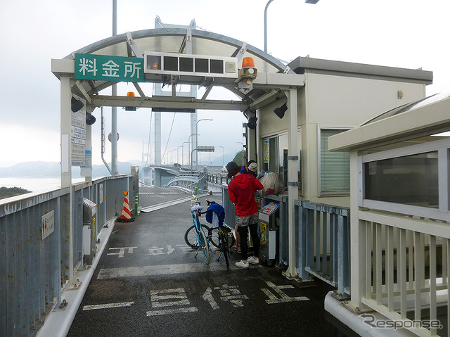 しまなみ海道の来島海峡大橋をレンタサイクルで走る