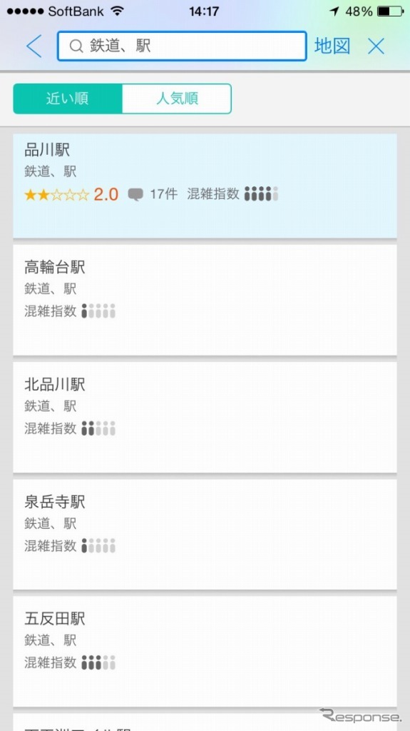 Yahoo!地図アプリ 混雑レーダー