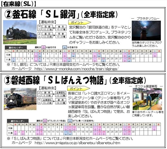 SL銀河・SLばんえつ物語