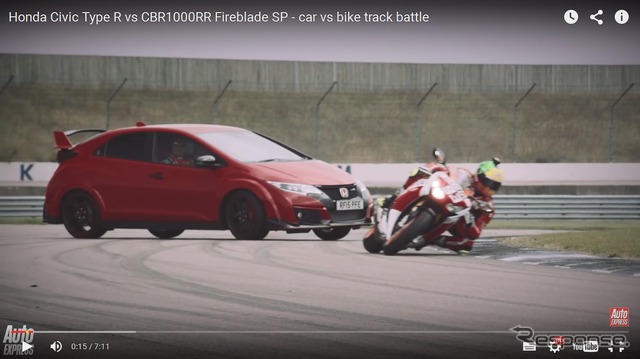 ホンダの新型シビックタイプRとCBR1000RR SPをサーキット対決させた英『Auto Express』