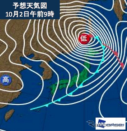 10月1日～2日猛発達する爆弾低気圧で全国的に大荒れ