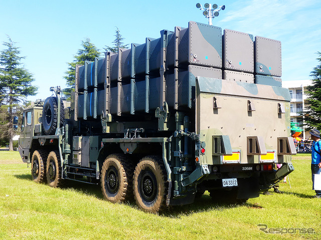 第2高射特科群の03式中距離地対空誘導弾 発射装置車(千葉県、松戸駐屯地一般公開イベント、10月3日)