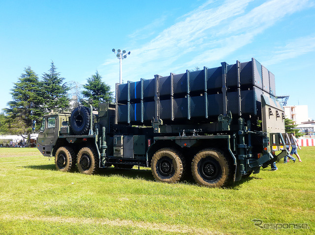 第2高射特科群の03式中距離地対空誘導弾 発射装置車(千葉県、松戸駐屯地一般公開イベント、10月3日)