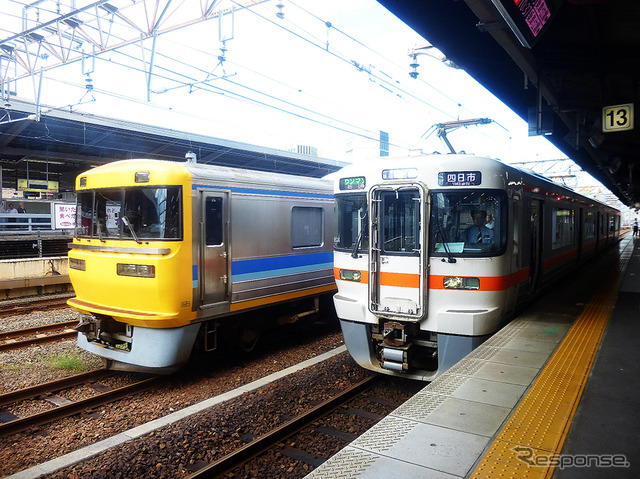 検測装置取替で機能向上が図られる「ドクター東海」(JR東海キヤ95系)。9月下旬、名古屋駅を着発していたDR1編成は、1996年に日本車輌製造で製造されたもの