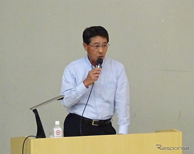 中央大学後楽園キャンパスで出張授業を行った、マツダの小飼雅道社長