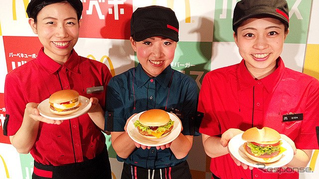 マクドナルドが10月26日から発売する新作3品「エッグチーズバーガー」「バーベキューポークバーガー」「ハムレタスバーガー」