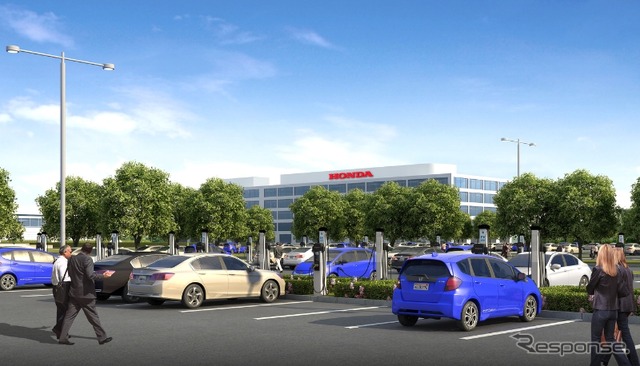 ホンダの米本社の充電スタンド増設イメージ