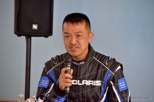 ラリードライバーでPOLARIS契約ドライバーの新堀忠光氏。