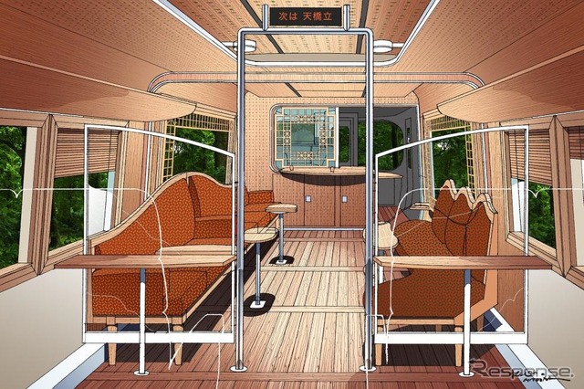 「丹後の海」の車内イメージ。KTR8000形「タンゴ・ディスカバリー」を改造する。