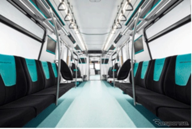 2020系の車内。座席はゆりかもめ7300系と同じ「G-Fit」を採用した。